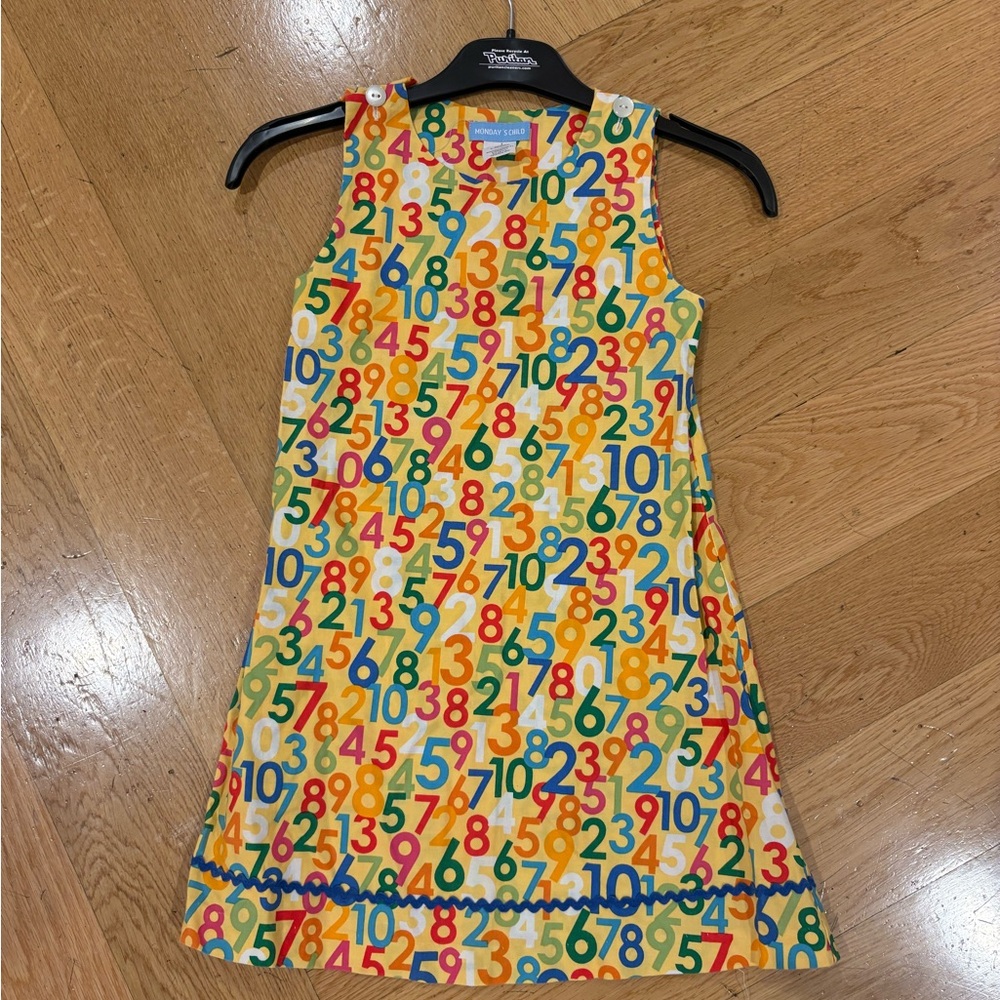 Colorful Number Print Kids Dress